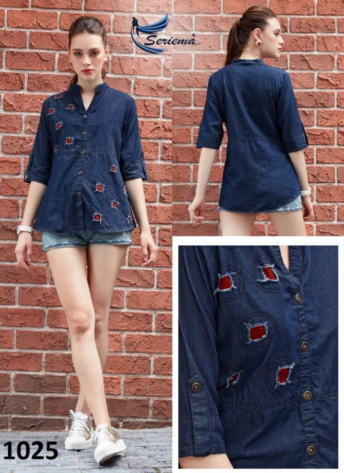 CARBON Latest Fancy Western Fully Stylish Selvess With Classy Look With Different Shades Of Denim Pure Cotton Top Collection